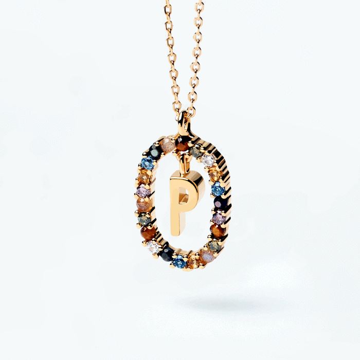 Colorful Gemstone Letter Necklaces Heycuzi P Gold 
