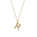Initial Letter Necklace (Bamboo Rustic Style Letter） Heycuzi R Gold 