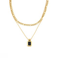 Flat Figaro Chain Necklaces HEYCUZI Black Shell 