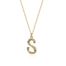 Initial Letter Necklace (Bamboo Rustic Style Letter） Heycuzi S Gold 