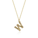 Initial Letter Necklace (Bamboo Rustic Style Letter） Heycuzi W Gold 
