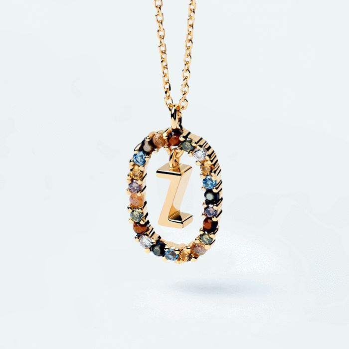 Colorful Gemstone Letter Necklaces Heycuzi Z Gold 
