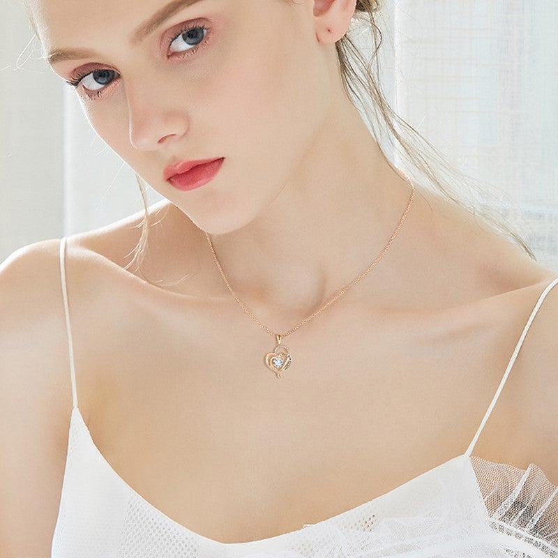 Double Heart Necklace I love you forever COMOSO 