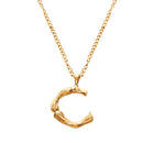 Initial Letter Necklace (Bamboo Rustic Style Letter） Heycuzi C Gold 