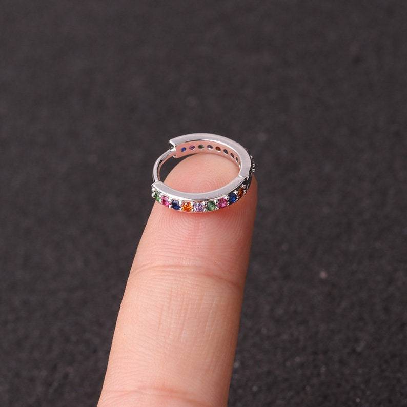 Rainbow Multicolour Helix Earring HEYCUZI Silver 4 