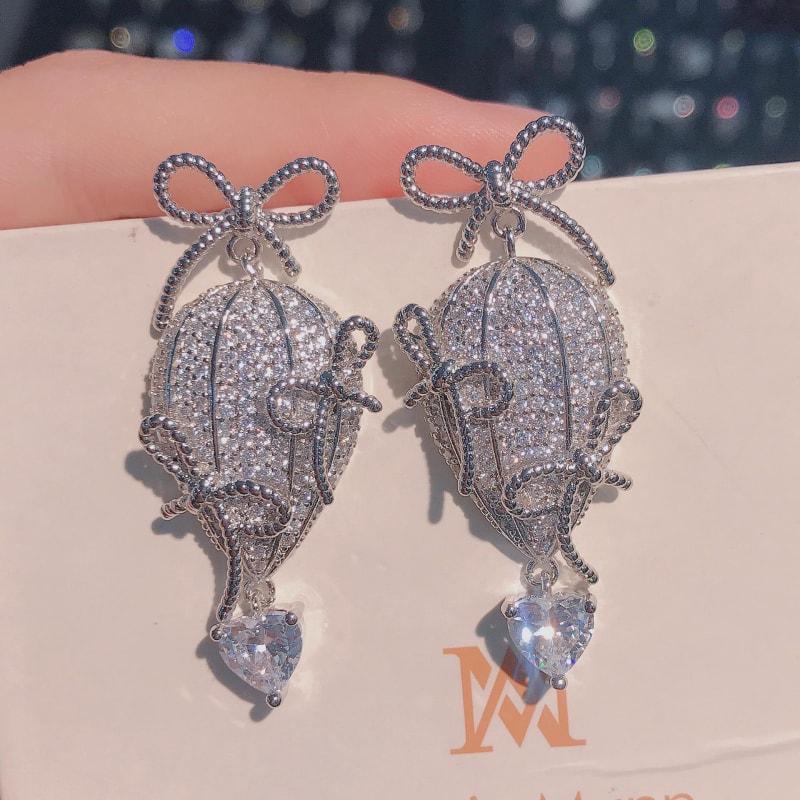 Heartbeat Hot Air Balloon Bow Earrings (Buy 2+ Get Free Gift-Only This Week) COMOSO White 