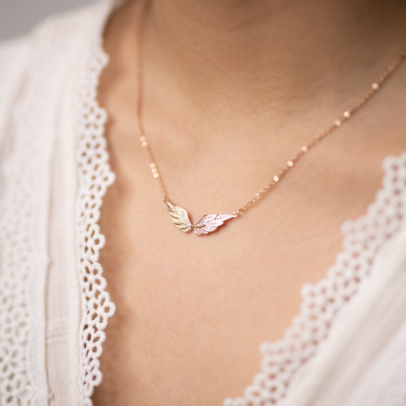 Angel Wings Cubic Zirconia Necklace Heycuzi 