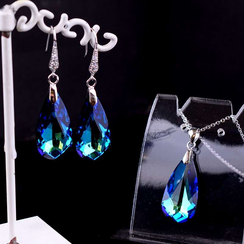 BLUE CRYSTAL TEARS OF THE SEA EARRINGS COMOSO 