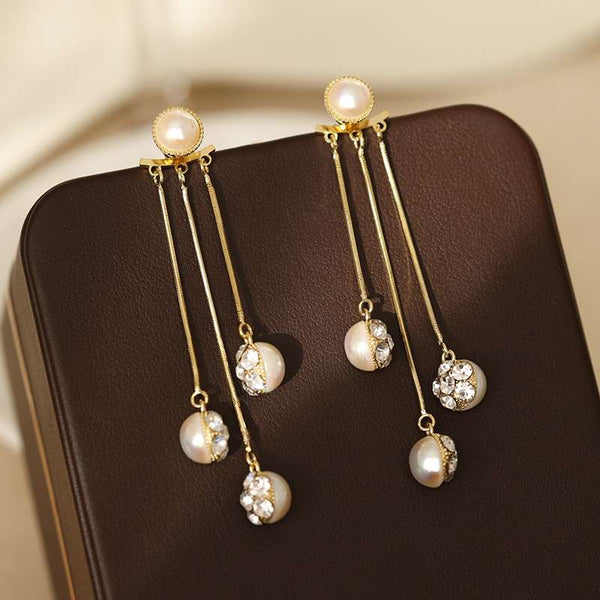 Shiny Zircon Pearl Earrings COMOSO 