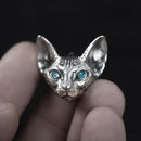 Silver Sphinx hairless Cat Earrings doper!ch 